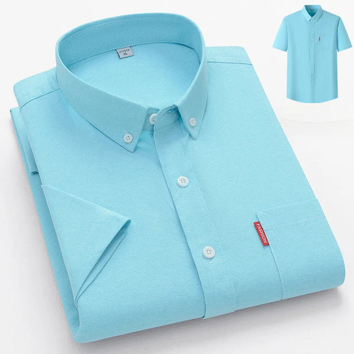 Oxford Chest Pocket Short Sleeve Button Down Casual Shirt