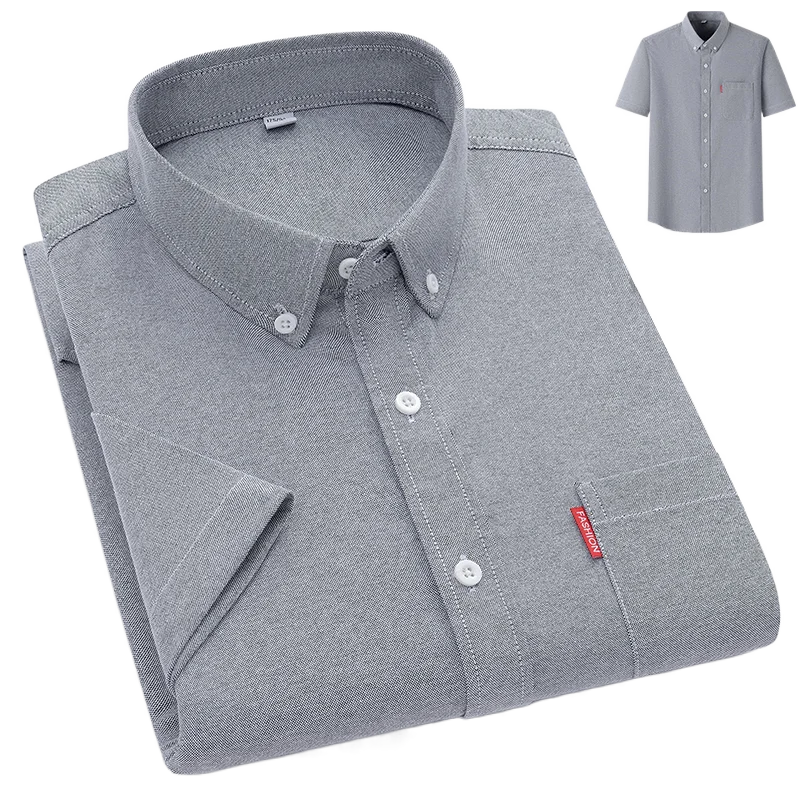 Oxford Chest Pocket Short Sleeve Button Down Casual Shirt