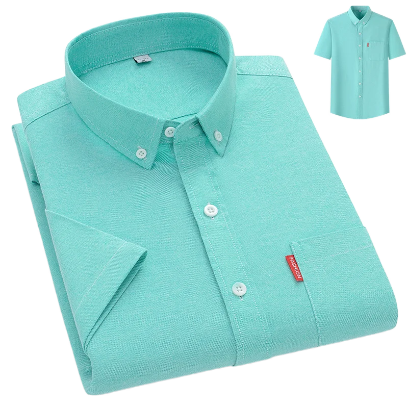 Oxford Chest Pocket Short Sleeve Button Down Casual Shirt