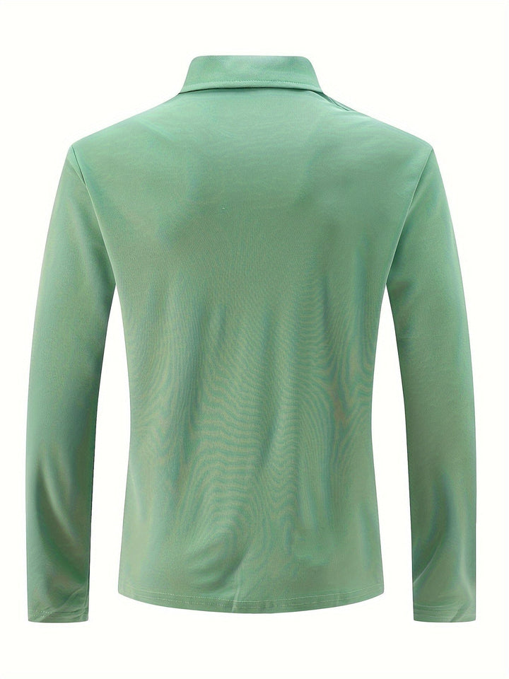 Plain Long Sleeve Muscle Fit Smart Casual Polo Shirt
