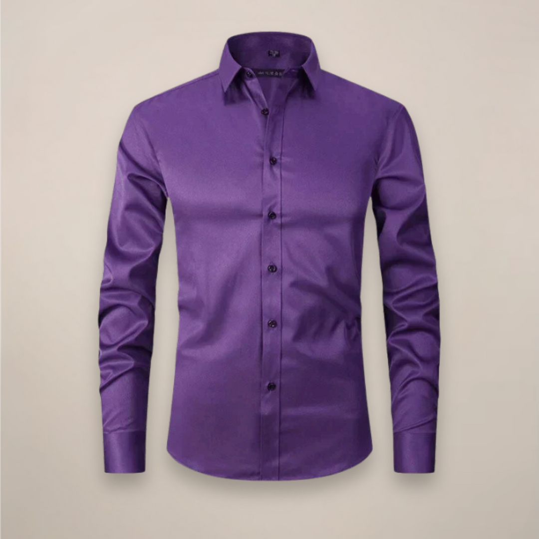 Slim Fit Long Sleeve Chest Pocket Dress Shirt Men