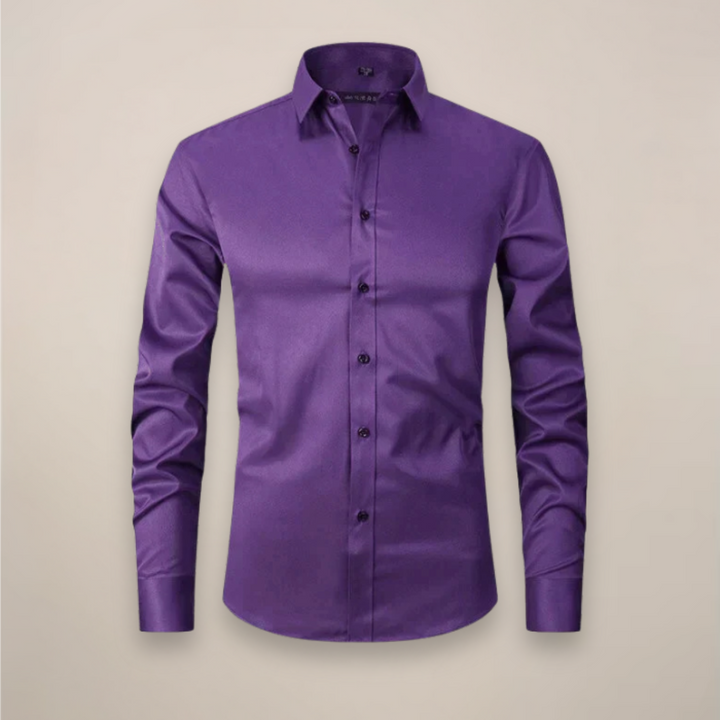 Slim Fit Long Sleeve Chest Pocket Dress Shirt Men