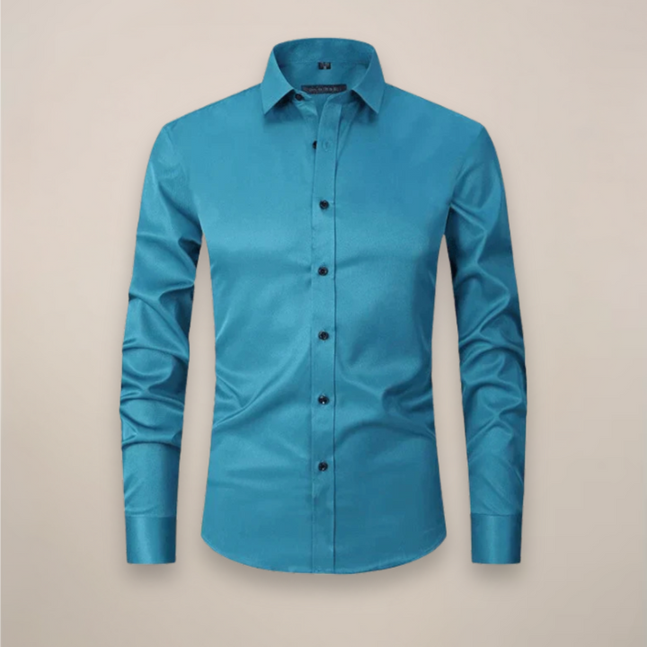 Slim Fit Long Sleeve Chest Pocket Dress Shirt Men