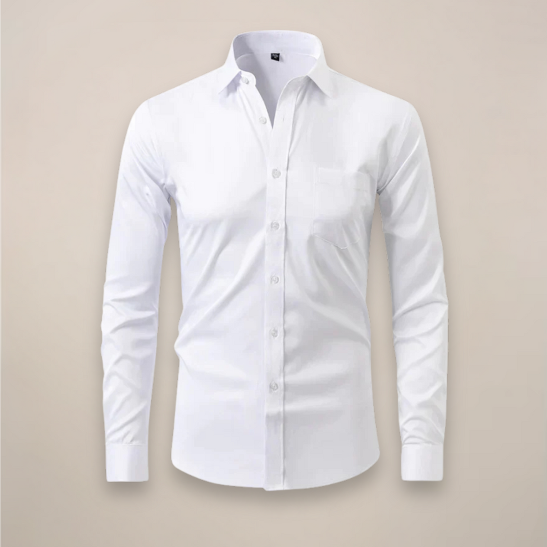 Slim Fit Long Sleeve Chest Pocket Dress Shirt Men