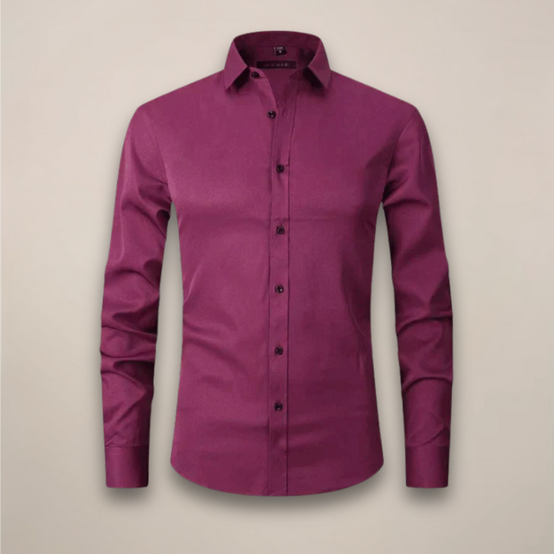 Slim Fit Long Sleeve Chest Pocket Dress Shirt Men