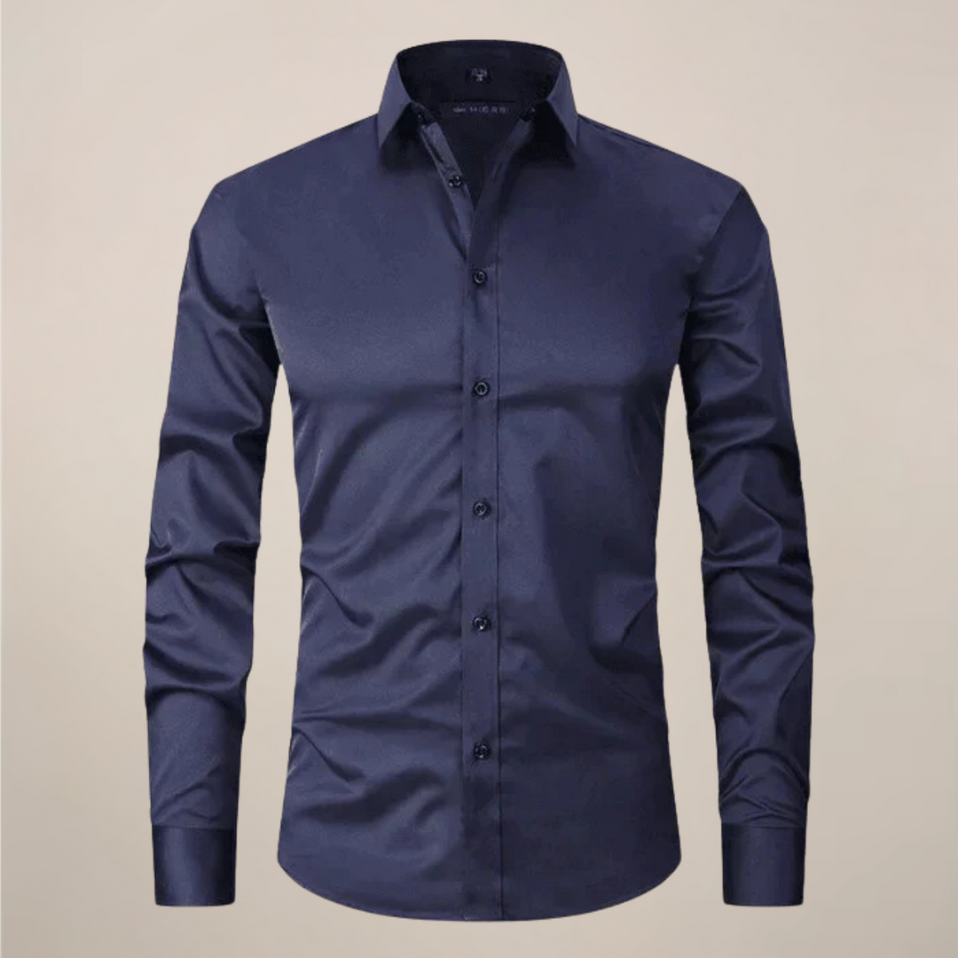 Slim Fit Long Sleeve Chest Pocket Dress Shirt Men