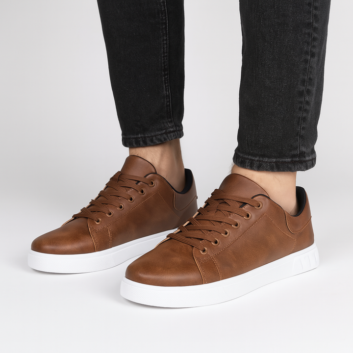Leather Lace Up Flatform Mens Sneakers - Casual Everyday