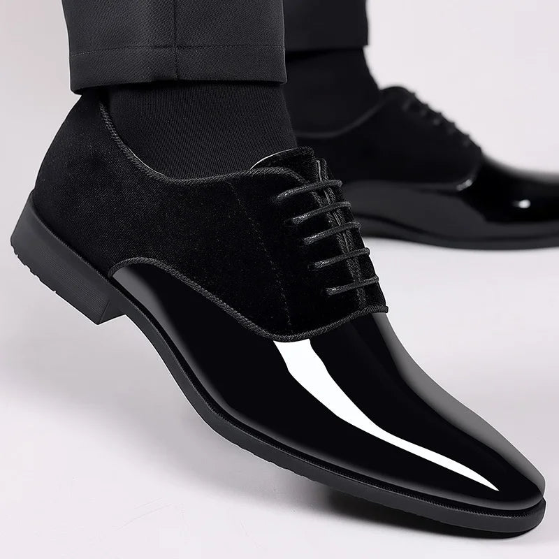 Patent Velvet Oxford Mens Formal Shoes - Occasion Dress