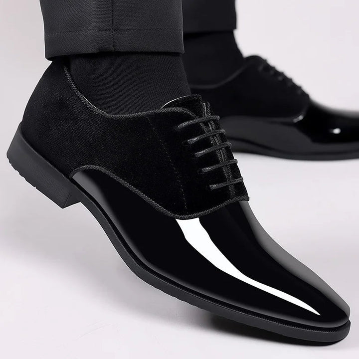 Patent Velvet Oxford Mens Formal Shoes - Occasion Dress