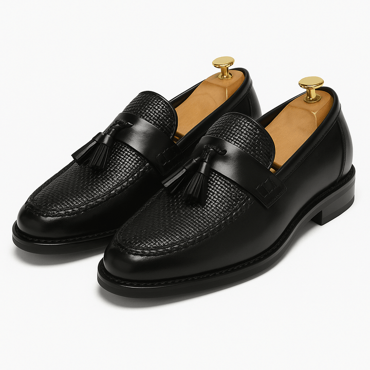 Woven Leather Tassel Loafers - Mens Formal Shoes Slip On