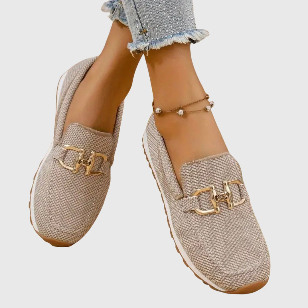 Gold Chain Detail Mesh Slip On Platform Loafers Women