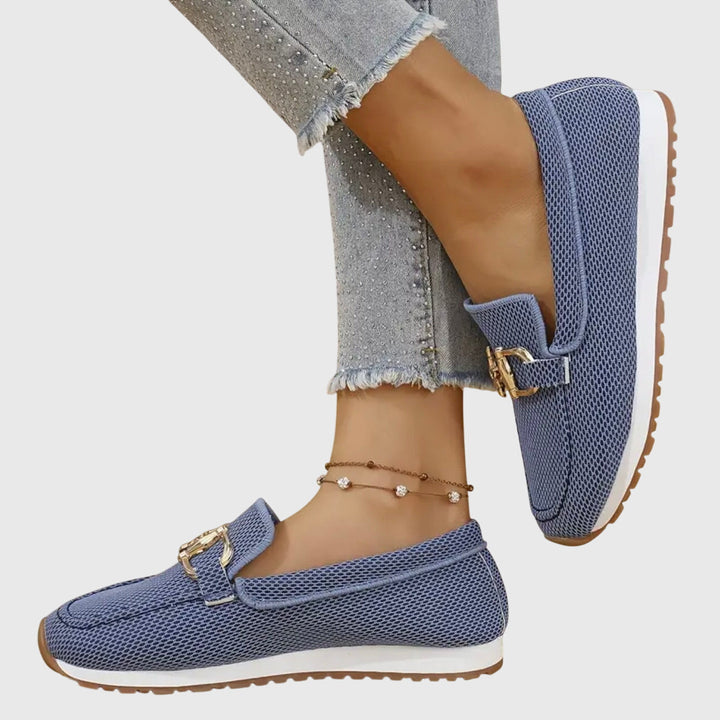 Gold Chain Detail Mesh Slip On Platform Loafers Women