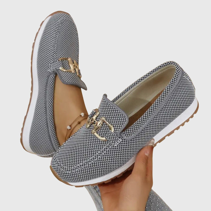 Gold Chain Detail Mesh Slip On Platform Loafers Women