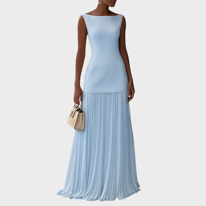 Sleeveless Pleated Hem Maxi Dress Elegant