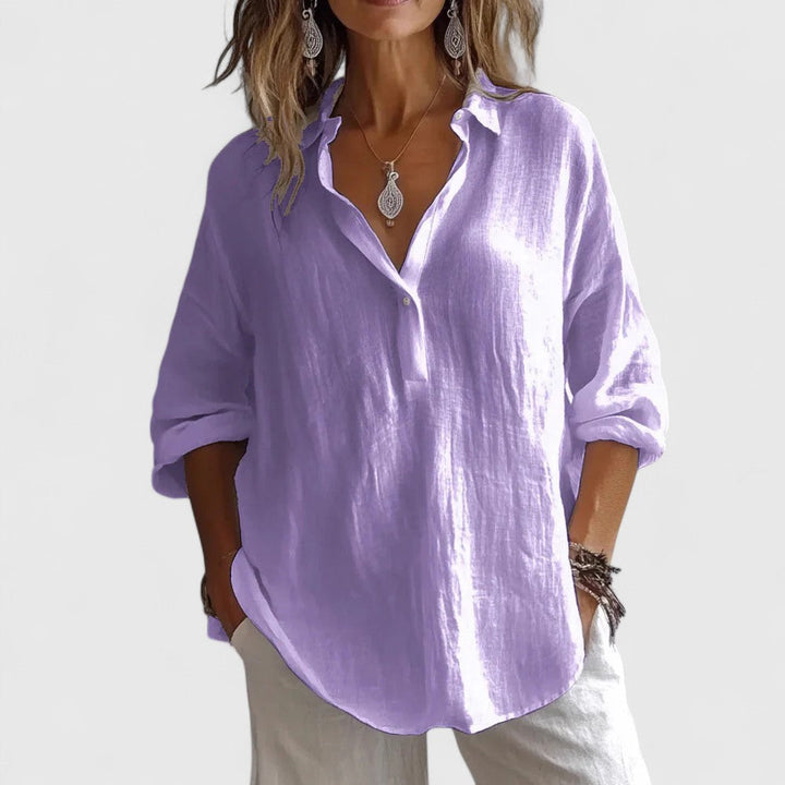 Oversized Linen Shirt Women - Casual Summer Blouse