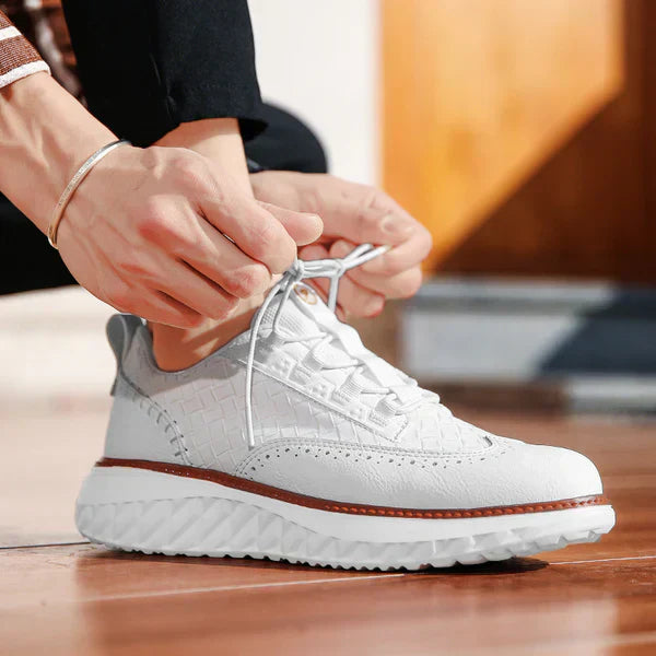 Woven Texture Suede Panel Contrast Welt Casual Sneaker