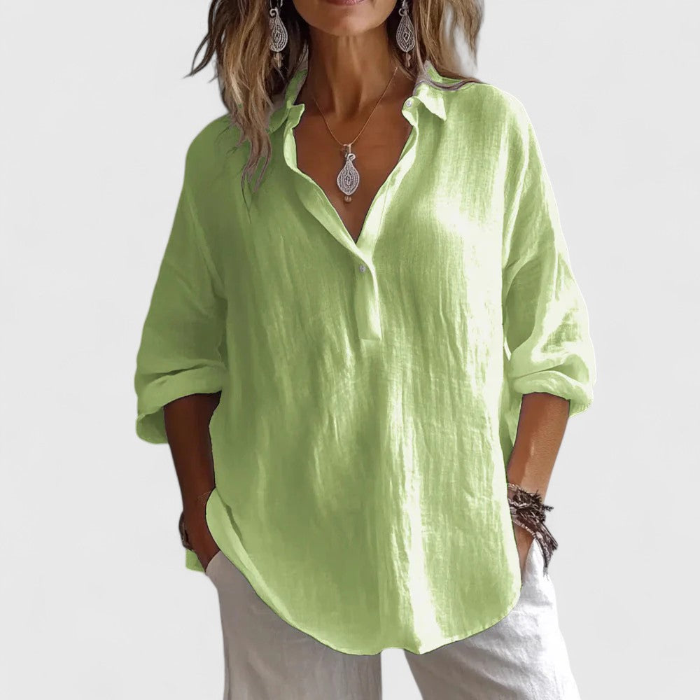 Oversized Linen Shirt Women - Casual Summer Blouse