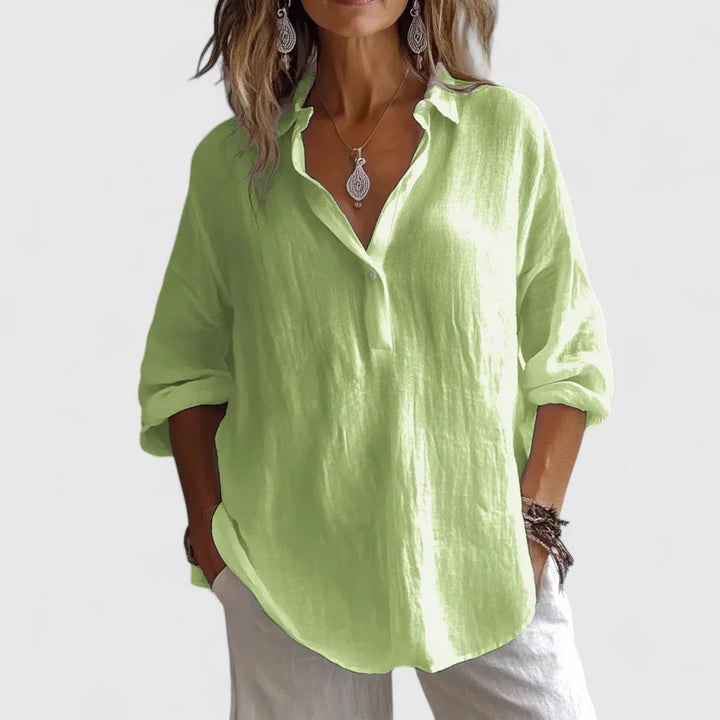 Oversized Linen Shirt Women - Casual Summer Blouse