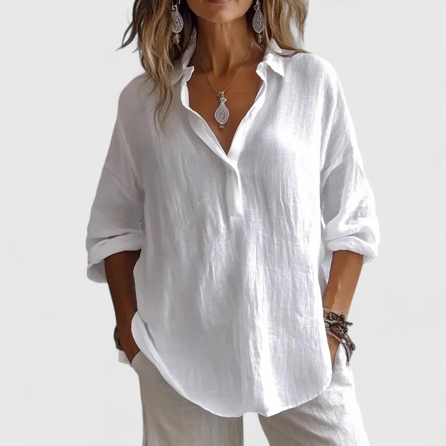 Oversized Linen Shirt Women - Casual Summer Blouse