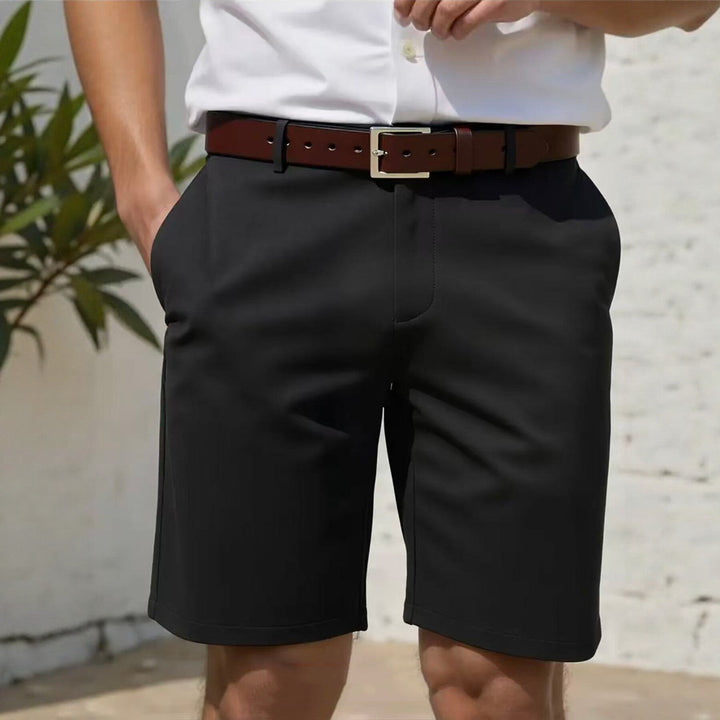 Flat Front Belt Loop Knee Length Slim Fit Mens Tailored Shorts