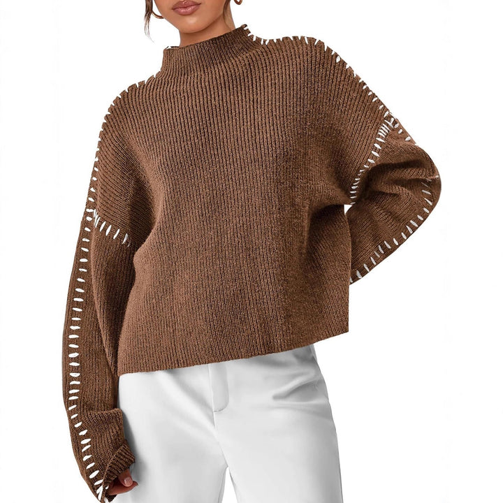 Simone | Women's Ribbed Cropped Mock Neck Sweater
