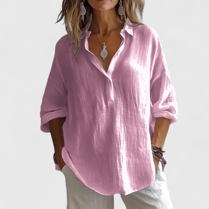 Oversized Linen Shirt Women - Casual Summer Blouse