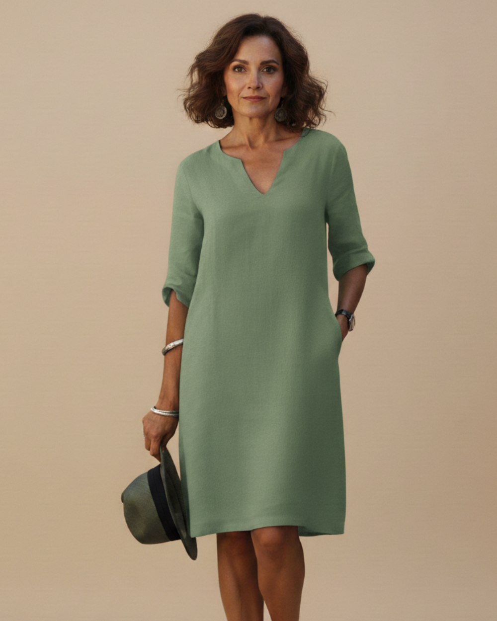 Casual Linen A Line Summer Midi Dress