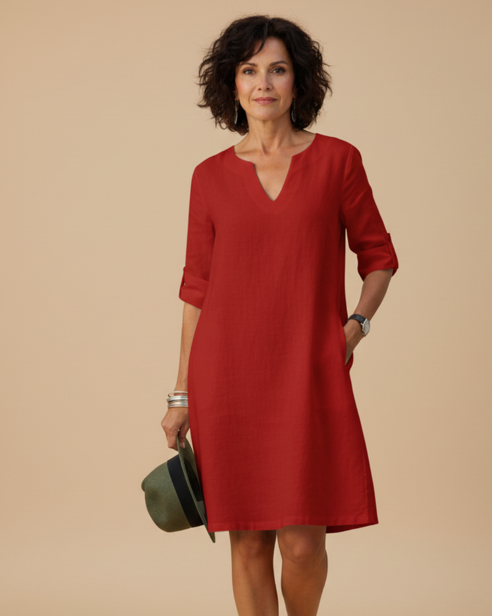 Casual Linen A Line Summer Midi Dress