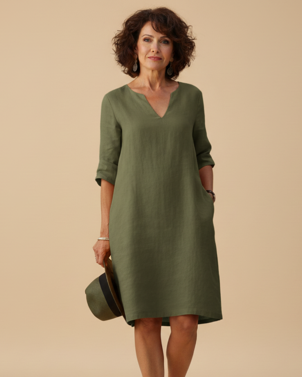 Casual Linen A Line Summer Midi Dress