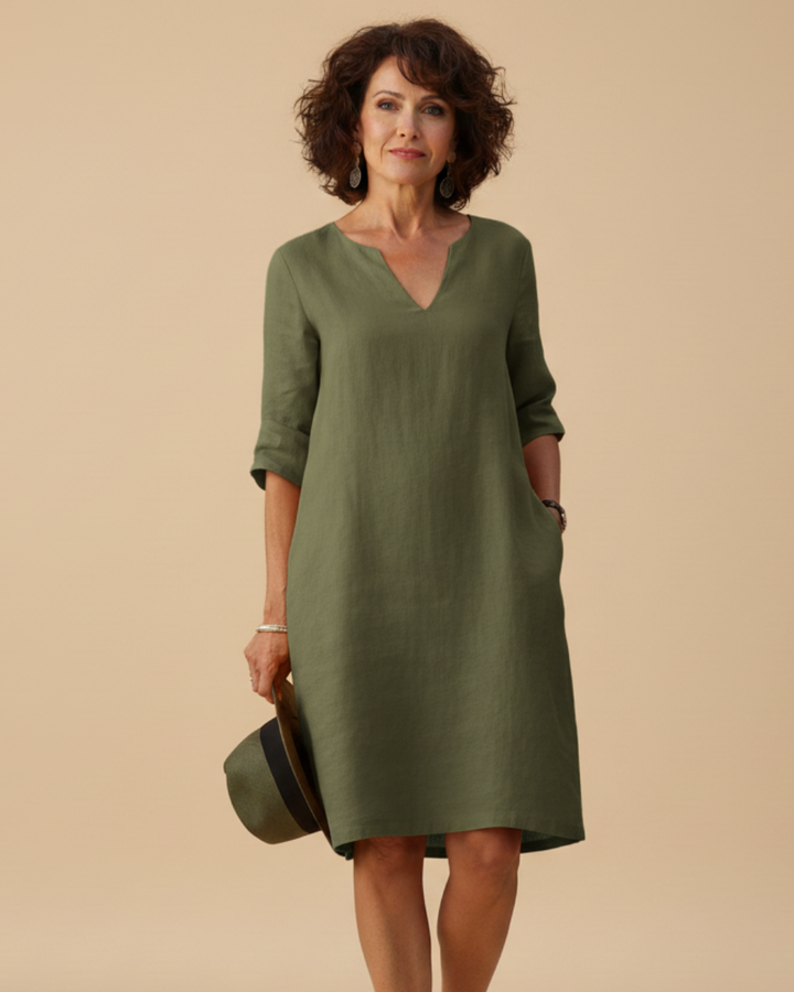 Casual Linen A Line Summer Midi Dress
