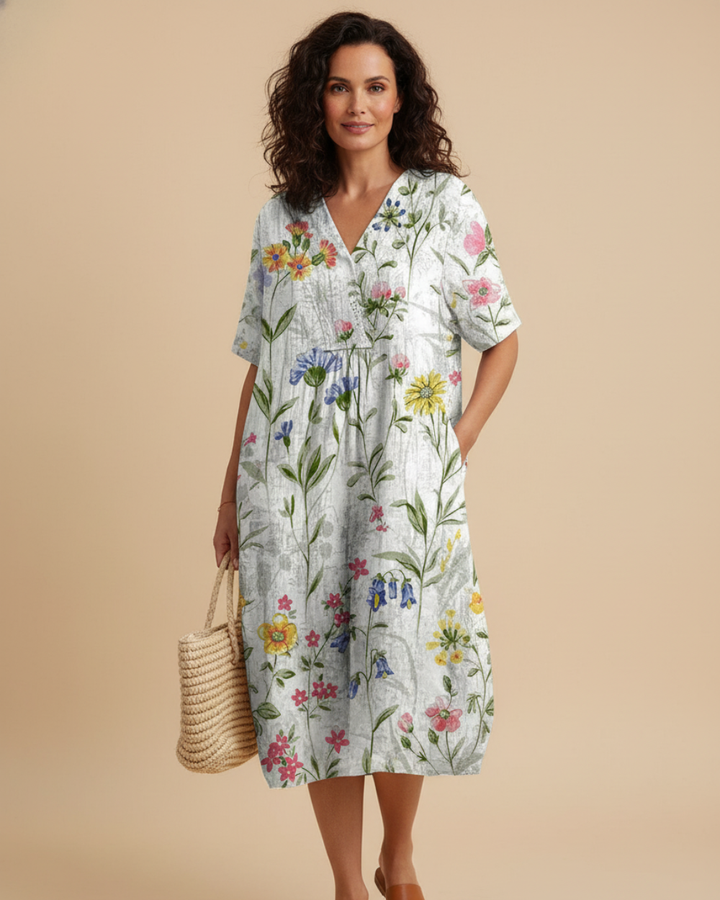 Casual Flowy Floral Summer Midi Dress