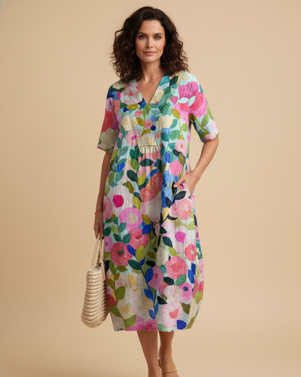 Casual Flowy Floral Summer Midi Dress
