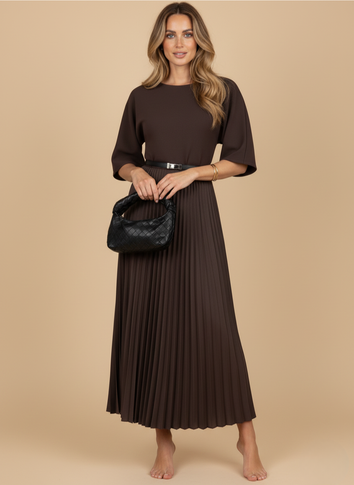 Elegant Pleated Maxi Dress - Formal Evening Gown