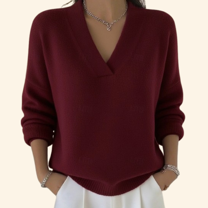 Rosalyn | Women's Relaxed V-Neck Pullover Sweater