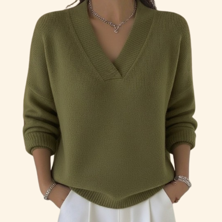 Rosalyn | Women's Relaxed V-Neck Pullover Sweater