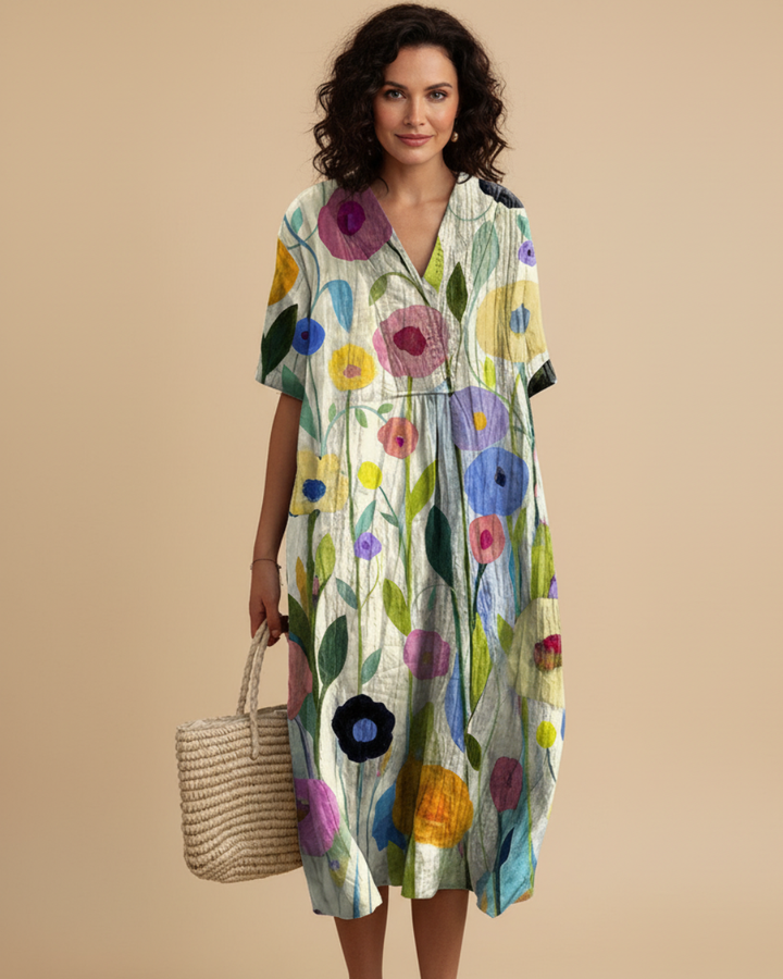 Casual Flowy Floral Summer Midi Dress
