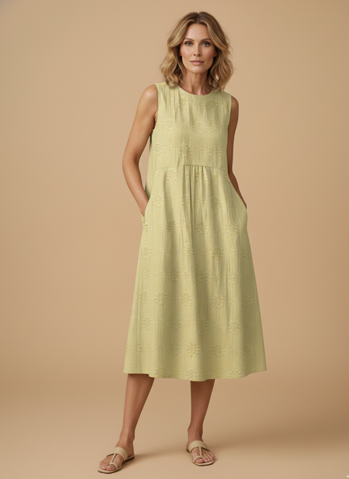 Casual Embroidered Sleeveless A Line Summer Midi Dress