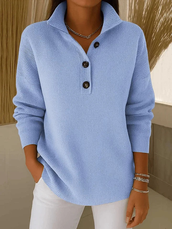 Florence | Women's Ribbed Polo Collar V-Neck Sweater