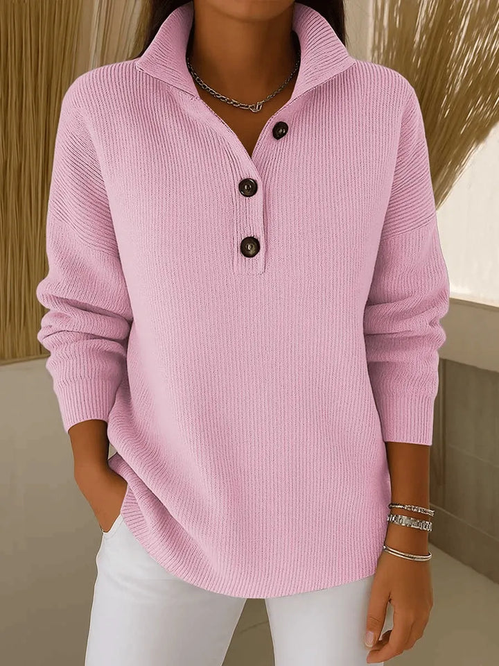 Florence | Women's Ribbed Polo Collar V-Neck Sweater