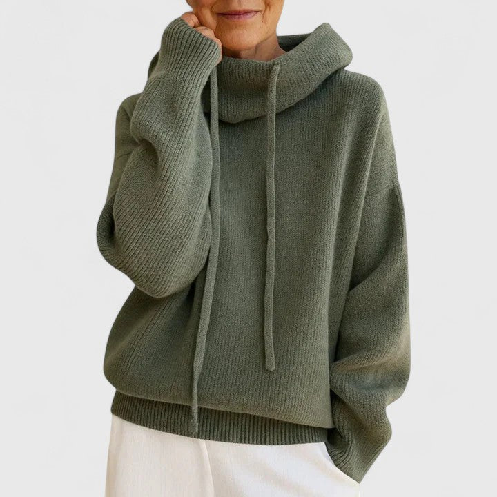 Marceline | Women's Drawstring Cowl Neck Pullover Sweater