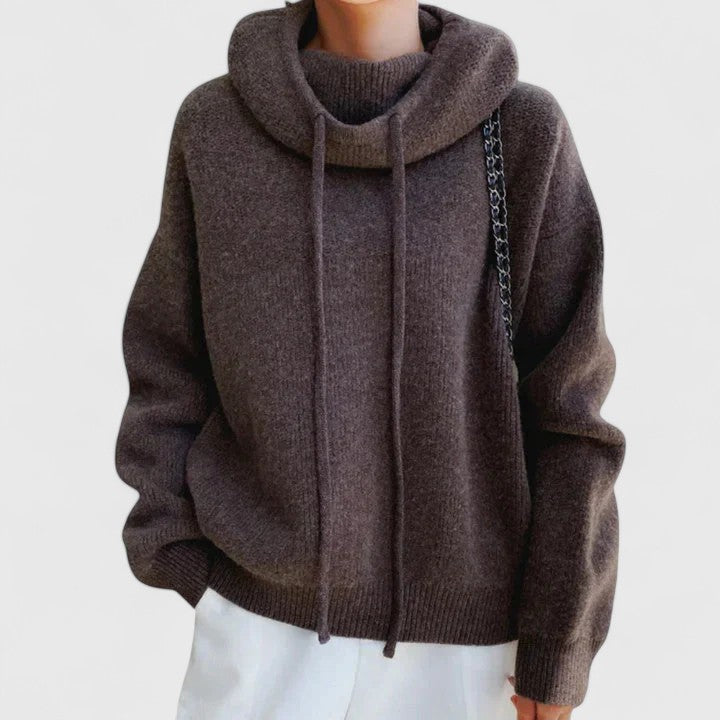 Marceline | Women's Drawstring Cowl Neck Pullover Sweater