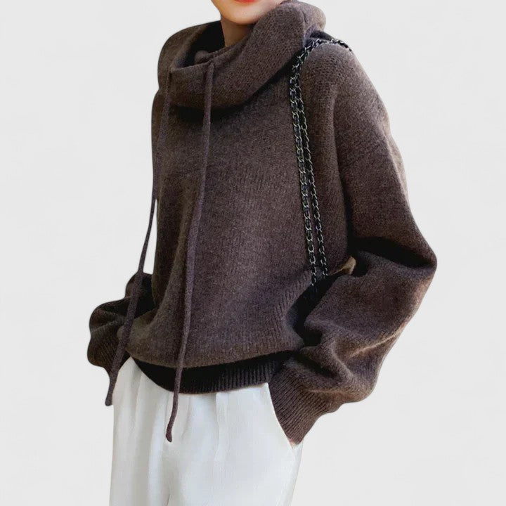 Marceline | Women's Drawstring Cowl Neck Pullover Sweater