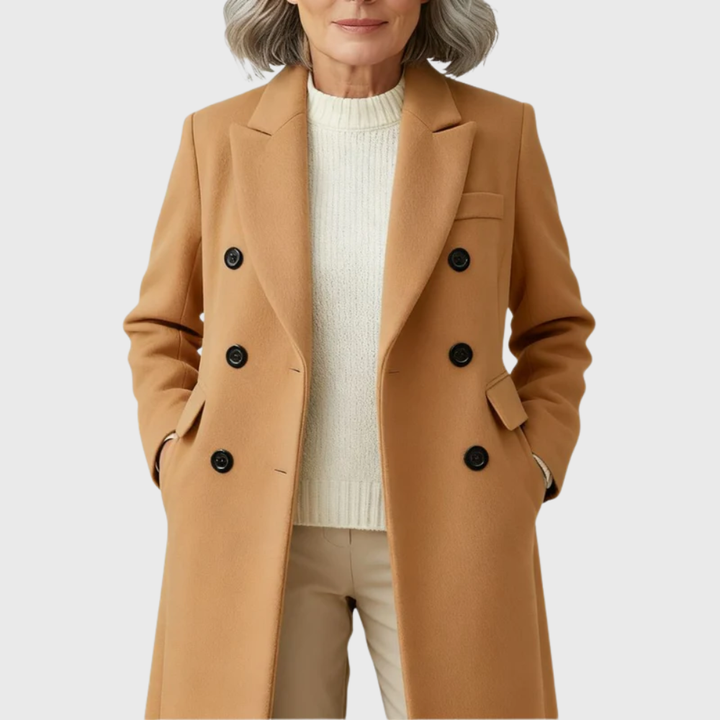 Isabeau | Women's Peak Lapel Double Breasted Coat with Long Hem