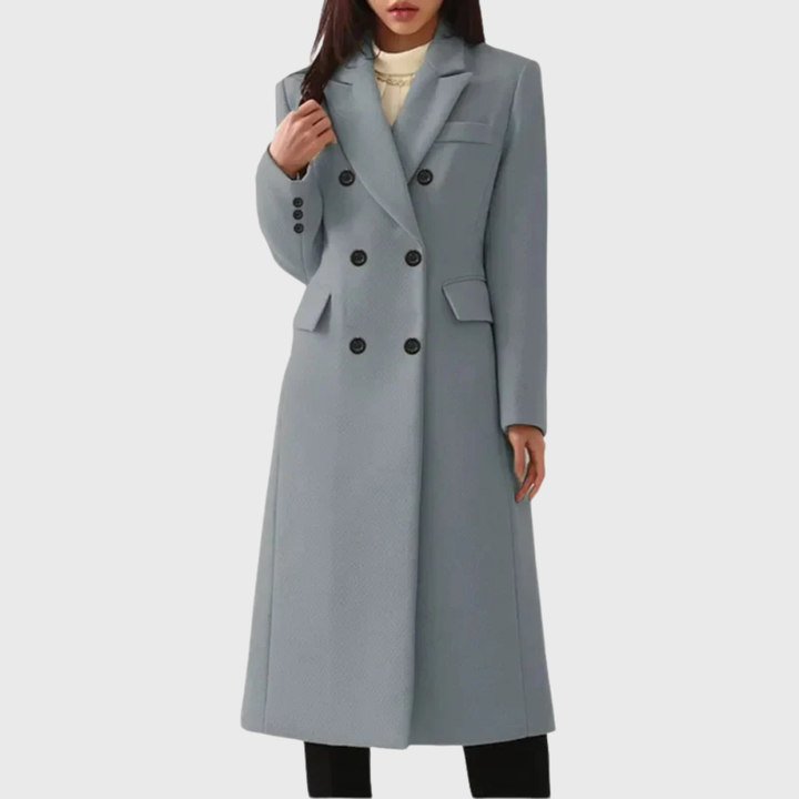 Isabeau | Women's Peak Lapel Double Breasted Coat with Long Hem