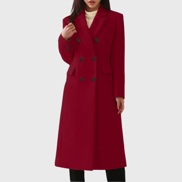 Isabeau | Women's Peak Lapel Double Breasted Coat with Long Hem