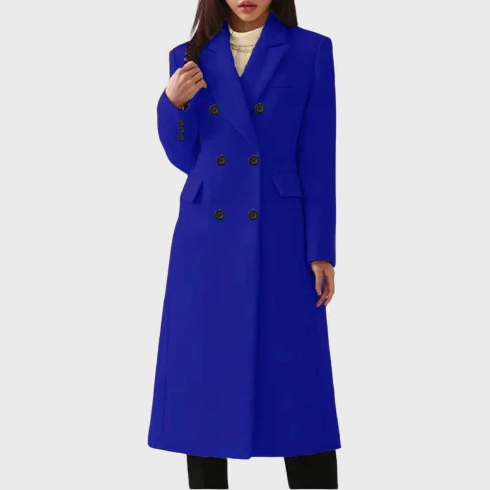 Isabeau | Women's Peak Lapel Double Breasted Coat with Long Hem