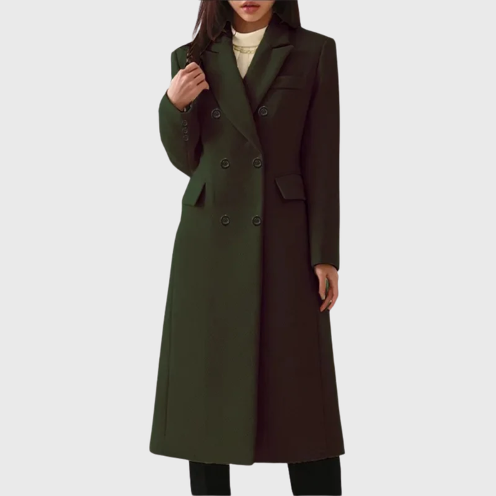Isabeau | Women's Peak Lapel Double Breasted Coat with Long Hem