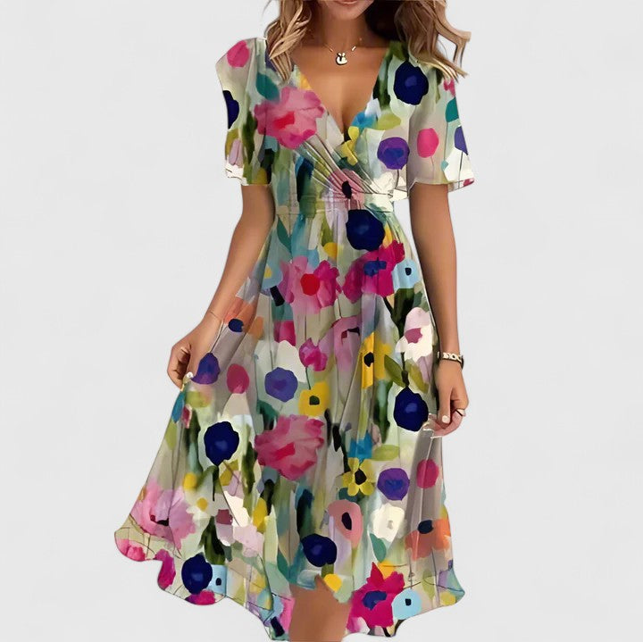 Women's Romantic Floral Midi Dress Casual Summer