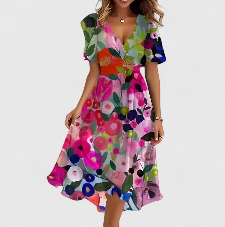Women's Romantic Floral Midi Dress Casual Summer