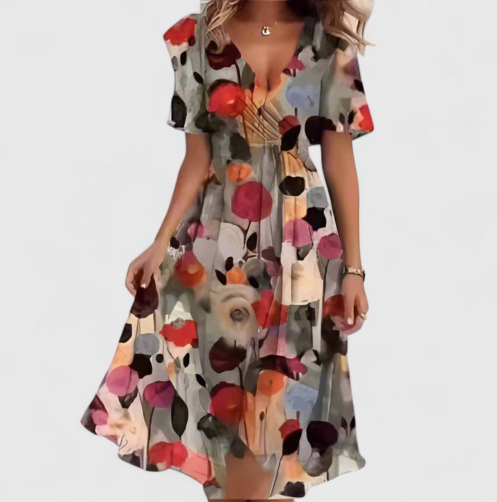 Women's Romantic Floral Midi Dress Casual Summer